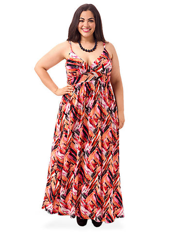 Lucy Maxi Dress In Coral Abstract