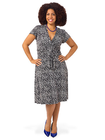 Pebble Print Dress With Faux Tie