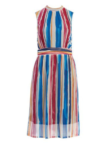 Watercolor Stripe Aria Midi Dress