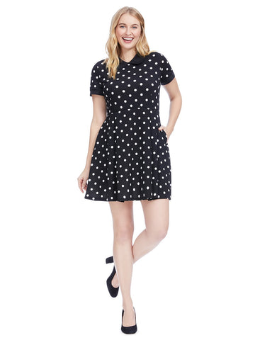 Black And White Dot Fit And Flare Dress