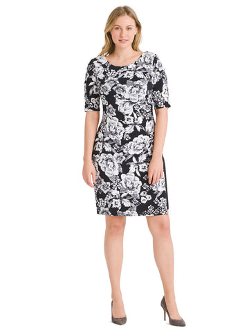 Black And White Floral Sheath Dress