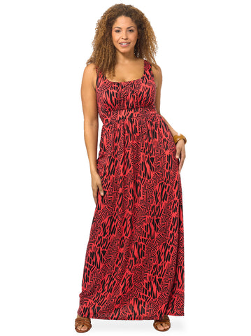 Erin Maxi Dress In Coral Print