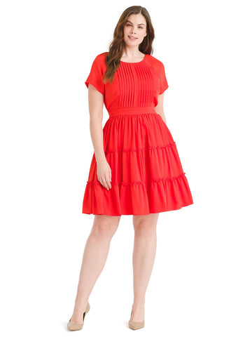 Tomato Red Fit And Flare Dress