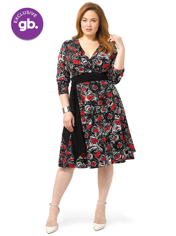 Neve Wrap Dress In Black & Red
