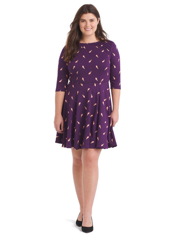 Purple Ice Cream Cone Fit And Flare Dress