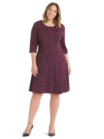 Textured Burgundy Knit Fit And Flare Dress