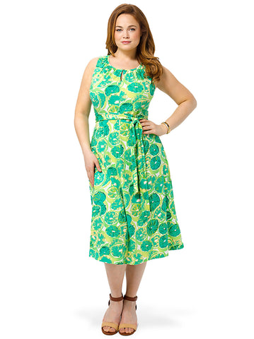 Keyhole Dress In Lime Print