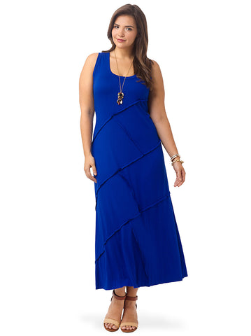 Reverse Seam Carolyn Maxi Dress in Blue