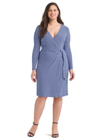Matte Jersey Blue Faux-Wrap Dress
