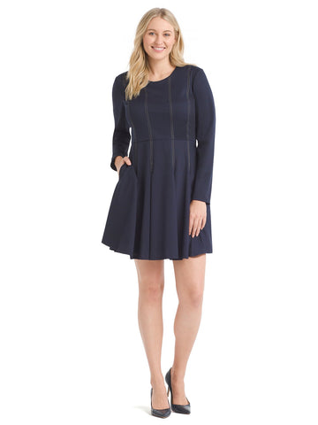 Navy Fit-And-Flare Dress