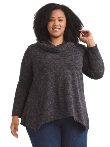 Cowl Neck Cozy Charcoal Top