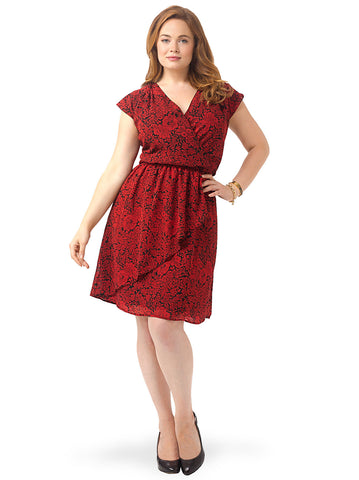 Red Floral Cascade Dress