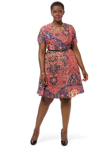 Tribal Printed Fit And Flare Dress