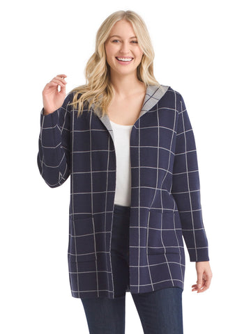 Hooded Check Completer Sweater