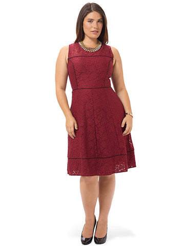 Tuscan Rose Lace Fit & Flare Dress