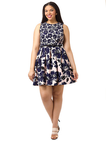 Fit & Flare Dress In Mixed Floral