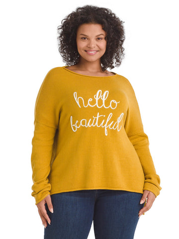 Hello Beautiful Mustard Sweater