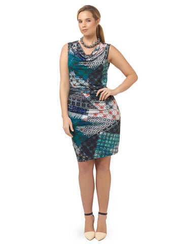 Patchwork Printed Ruched Dress
