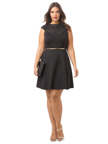 Geo Cut Out Fit And Flare Dress