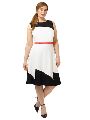 Black And Ivory Colorblock Dress