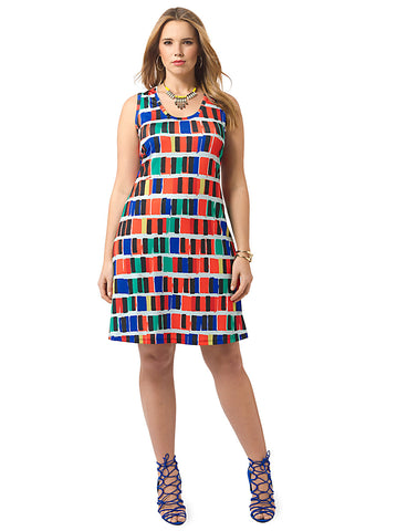 Multi-Colored Geometric Tank Dress