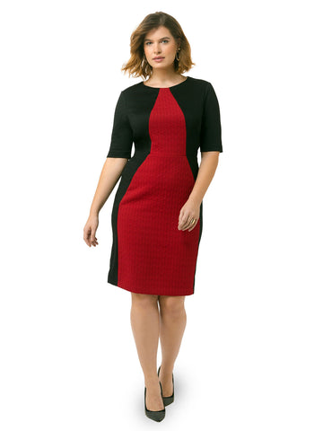 Colorblock Sheath Dress In Red & Black