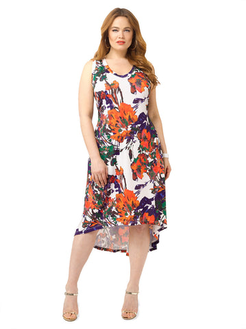 Painted Floral Hi-Lo Tank Dress