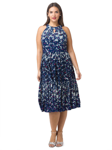 Dress With Keyhole In Twilight Floral