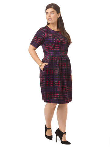 Fit & Flare Dress In Tile Check Print