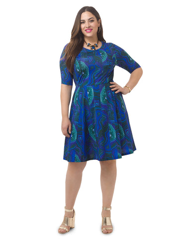 Agate Printed Fit & Flare Dress