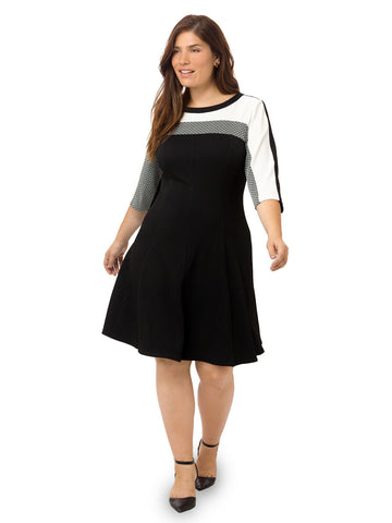 Colorblock Fit & Flare Dress In Bubble Knit