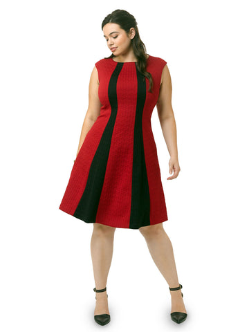 Fit & Flare Dress In Black & Red